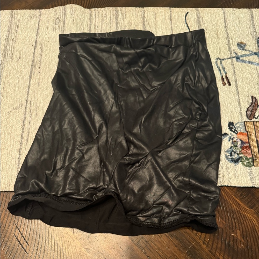 Leather mini skirt